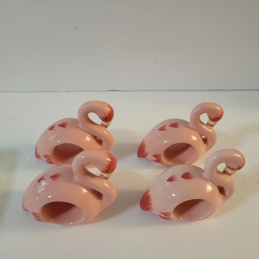 Flamingo Napkin Rings Set Of 4 Pink